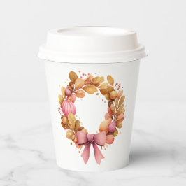 秋のリース紙カップ – 感謝祭ホット/コールドC 紙コップ