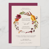 秋のリース結婚式招待状 招待状 (正面/裏面)