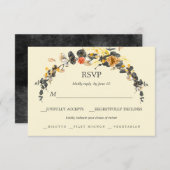 秋のリース |ウェーモダンディングRSVPの食事の選択 出欠カード (正面/裏面)