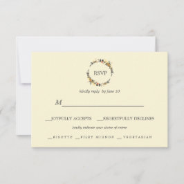 秋のリース |ウェーモダンディングRSVPの食事の選択 出欠カード