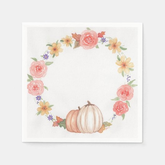 秋のリース スタンダードカクテルナプキン (正面)