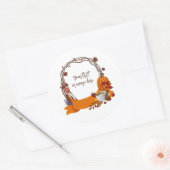 秋のリース デジタルペインティング ラウンドシール (封筒)