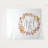 秋のリース パンプキン 秋のブライダルシャワー 背景 タペストリー (正面(横))