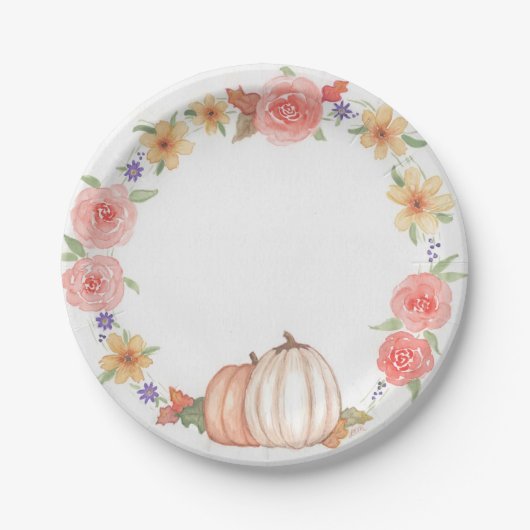 秋のリース ペーパープレート (正面)
