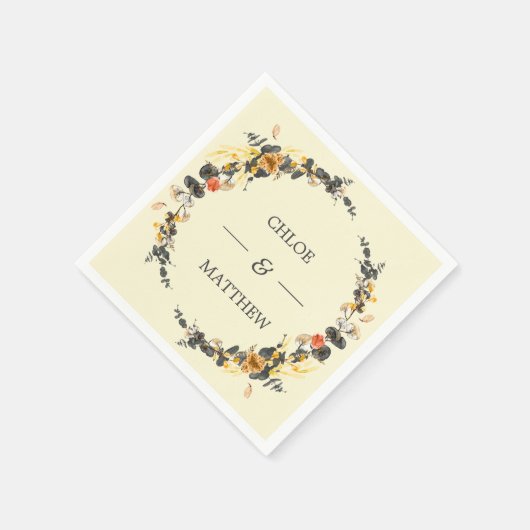 秋のリース |モダン結婚のカスタム数 スタンダードカクテルナプキン (角)