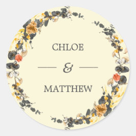 秋のリース |モダン結婚のカスタム数 ラウンドシール