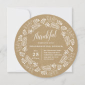 秋のリース |感謝祭ディナー招待状 シーズンカード (正面)