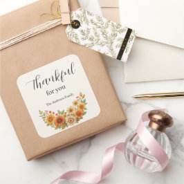 秋のリース-秋フローラ感謝祭 スクエアシール