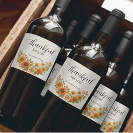 秋のリース-秋フローラ感謝祭 ワインラベル