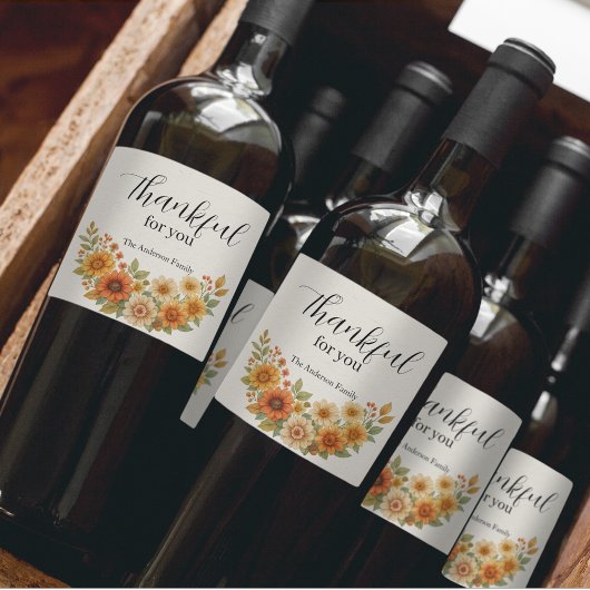 秋のリース-秋フローラ感謝祭 ワインラベル