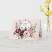 秋のリーフピンクフローラ秋リースベビーありがとう カード (黄色い花)