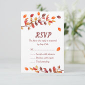 秋のリーフ秋の結婚式RSVPカード 出欠カード (スタンド正面)