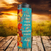 秋のリーフ&カボチャ素朴ン感動的引用文 タンブラー