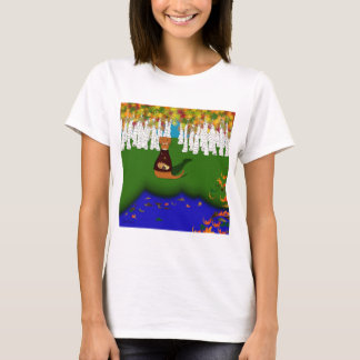 秋のレイバーウルフ湖のカワウソ オリバー Tシャツ