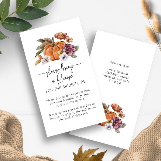 秋のレシピ・ブライダルシャワーカード エンクロージャーカード