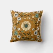秋のレトロボホマスタード花柄 クッション (裏面)