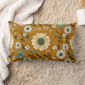 秋のレトロボホマスタード花柄 ランバークッション (ブランケット)