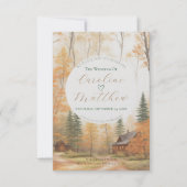 秋のログハウス ウェディング招待状 セーブザデート (正面)