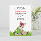 秋のロバ誕生日招待状for Girls 招待状 (スタンド正面)