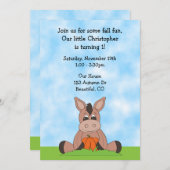 秋のロバ1st誕生日招待状 招待状 (正面/裏面)