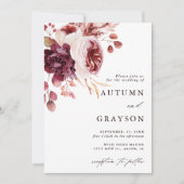 秋のロマエレガントンスウォーターフローラ結婚ズ 招待状 (正面)