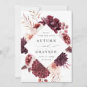 秋のロマンスウォーターの色結婚フローラの写真 セーブザデート (正面)