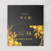 秋のロマンスフェイク金ゴールド&ブラックフローラル幾何学模様 プレイスカード (外部開封)