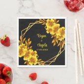 秋のロマンスブラック&金ゴールドフローラ幾何学的秋 スタンダードランチョンナプキン (インサイチュ)