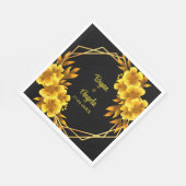 秋のロマンスブラック&金ゴールドフローラ幾何学的秋 スタンダードランチョンナプキン (角)