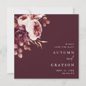 秋のロマンスブルゴーニュ結婚の写真 セーブザデート (正面)