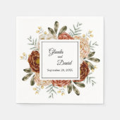 秋のロマンス水の色のフローラカスタムウェディング スタンダードカクテルナプキン (正面)