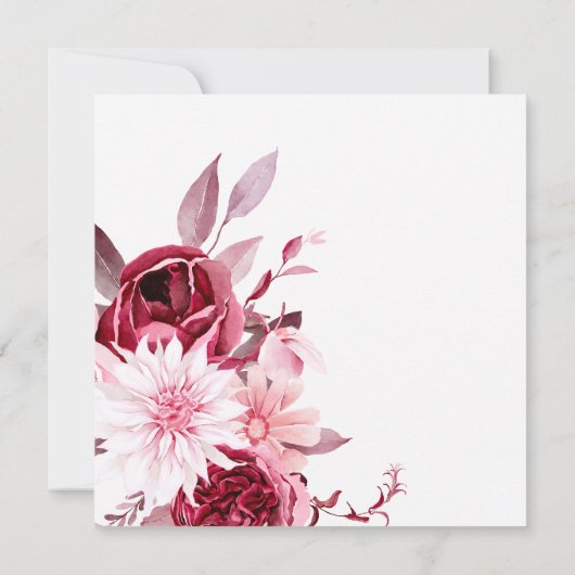 秋のロマンス金ゴールドフレームフローラ結婚の呼び出し 招待状 (裏面)