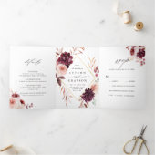 秋のロマンス金ゴールド幾何学的結婚枠 三つ折り招待状 (内部)