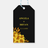 秋のロマンフェイク金ゴールド黄色フローラ幾何学的 ギフトタグ (裏面)