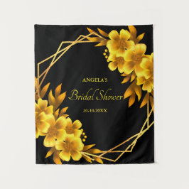 秋のロマンフェイク金ゴールド黄色フローラ幾何学的 タペストリー