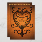 秋のロマン結婚ティックハート 招待状 (正面/裏面)