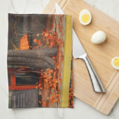 秋のローストのカフェ キッチンタオル (四つ折り)
