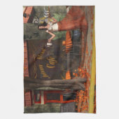 秋のローストのカフェ キッチンタオル (縦)