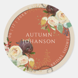秋のローズ ブライダルシャワー ラウンドシール