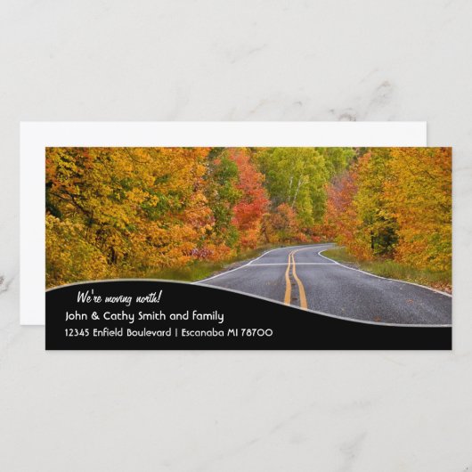 秋のロードシーンを北に移動する 案内状 (正面/裏面)