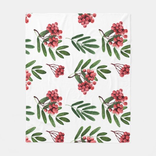 秋のローワン、明るい水の色の背景。 フリースブランケット (正面)