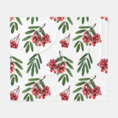 秋のローワン、明るい水の色の背景。 フリースブランケット (正面(横))