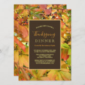 秋のワイルドグレープヴァインの葉 感謝祭 招待状 (正面/裏面)