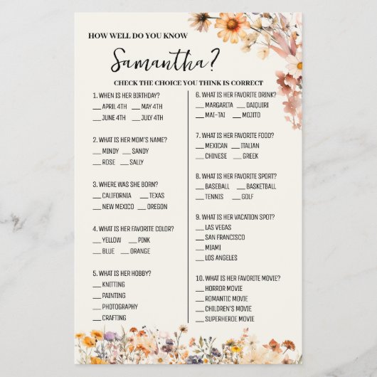 秋のワイルドフラワーどのように良い花嫁ゲームを知っている チラシ (正面)