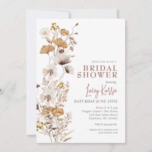 秋のワイルドフラワーのウェディング招待状 招待状 (正面)