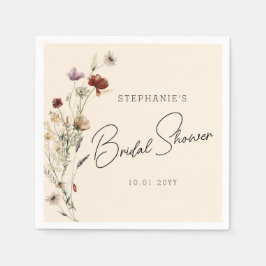 秋のワイルドフラワーのブライズシャワー スタンダードカクテルナプキン