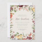 秋のワイルドフラワーのベイビーシャワー 招待状 (正面)