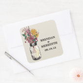 秋のワイルドフラワーのメイスンの瓶 スクエアシール (封筒)