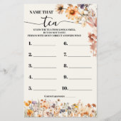 秋のワイルドフラワーの名前は、お茶シャワーゲームカード チラシ (正面)