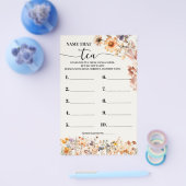 秋のワイルドフラワーの名前は、お茶シャワーゲームカード チラシ (シングル)